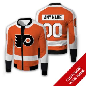Personalized Philadelphia Flyers Nhl Orange Custom Bomber Jacket