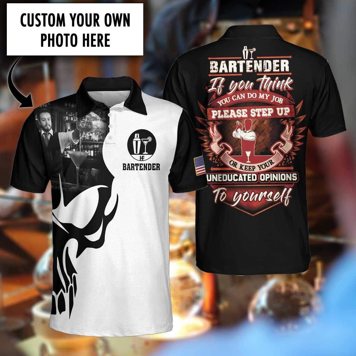 Personalized Photo Bartender I Dare You To Do My Job Polo Shirt #V Personalized Photo Bartender I Dare You To Do My Job Polo Shirt #V