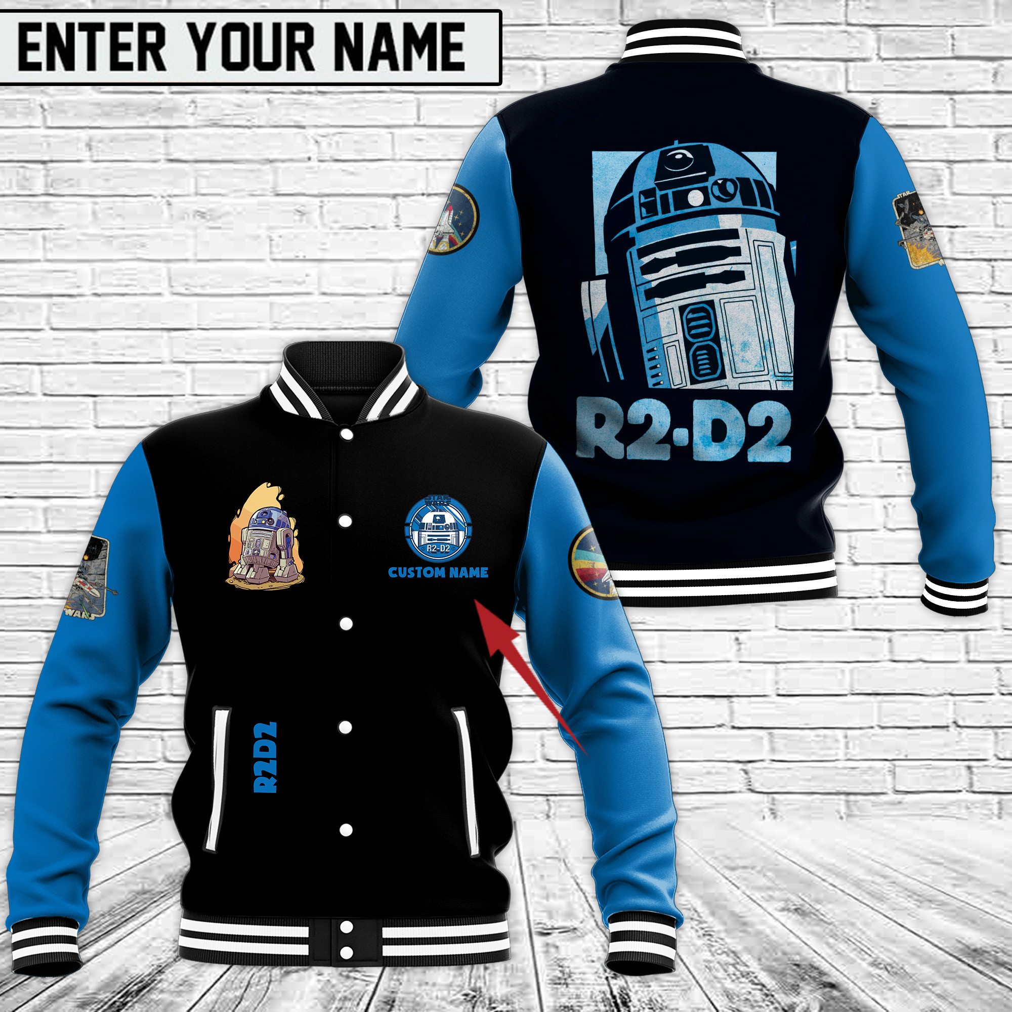 Personalized R2 D2 Star War 3D Bomber Jacket Personalized R2 D2 Star War 3D Bomber Jacket