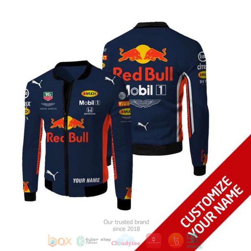 Personalized Red Bull Mobill1 Honda Custom Bomber Jacket Personalized Red Bull Mobill1 Honda Custom Bomber Jacket