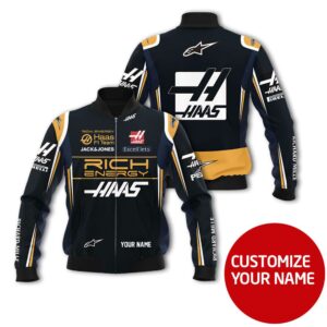 Personalized Rich Energy Haas F1 Team Custom Bomber Jacket