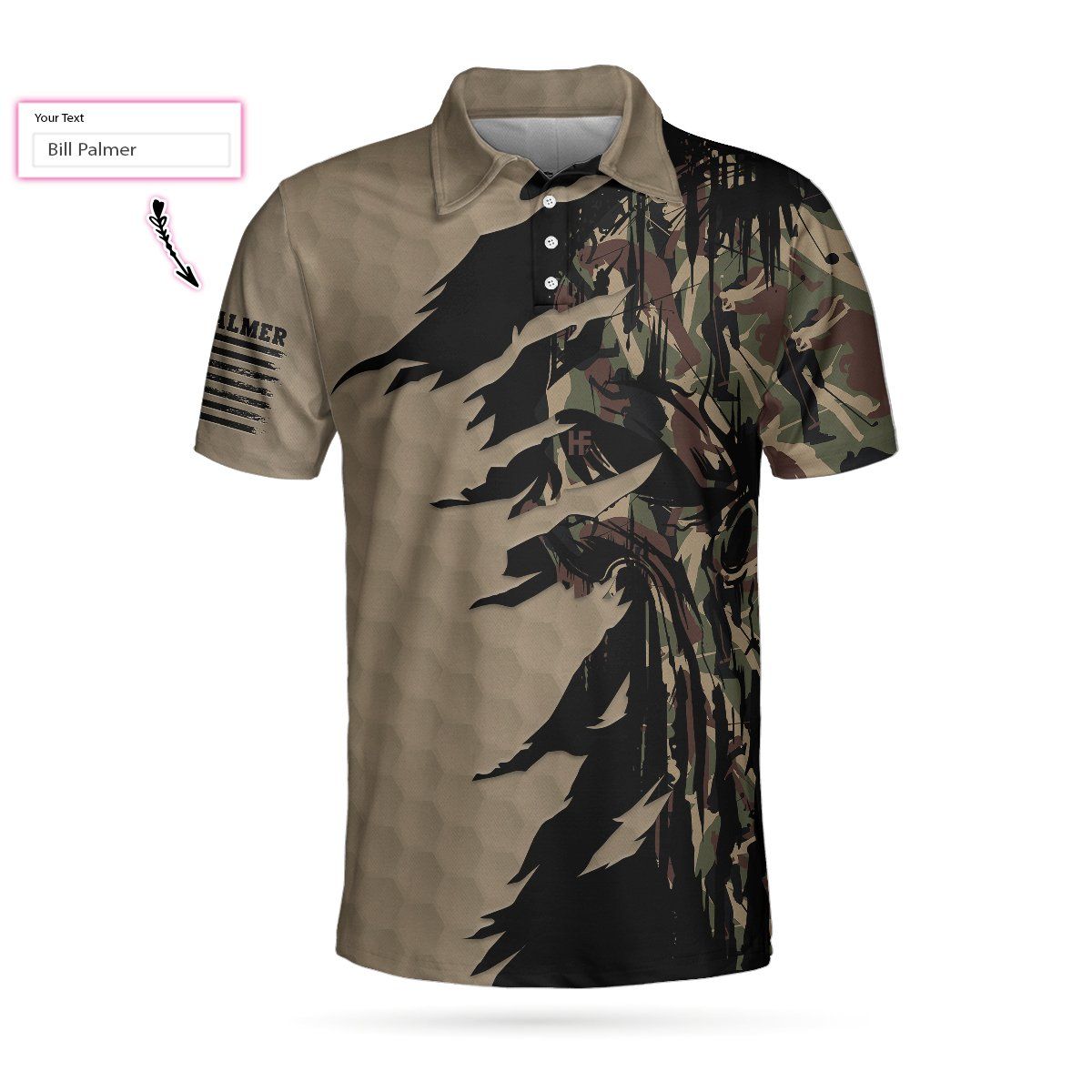 Personalized Ripped Vintage Golfing Clubs Skull Camouflaged 3D Polo Shirt Personalized Ripped Vintage Golfing Clubs Skull Camouflaged 3D Polo Shirt
