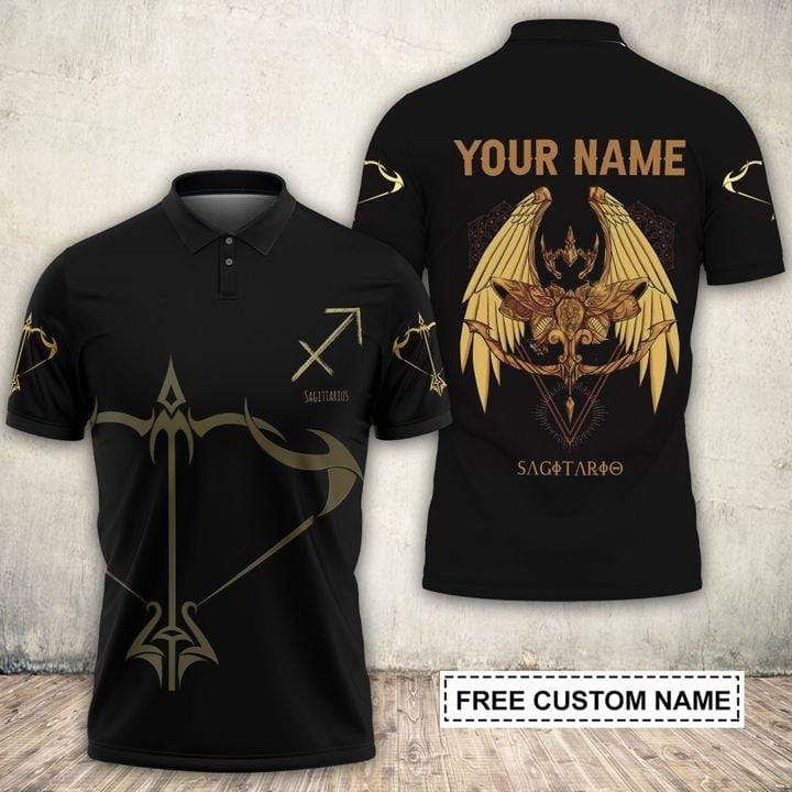 Personalized Sagittarius Zodiac Golden Swings Unisex Polo Shirt Or T-Shirt 3D #Xh Personalized Sagittarius Zodiac Golden Swings Unisex Polo Shirt Or T-Shirt 3D #Xh