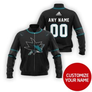 Personalized San Jose Sharks Nhl Black Custom Bomber Jacket