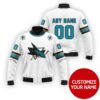 Personalized San Jose Sharks Nhl White Custom Bomber Jacket