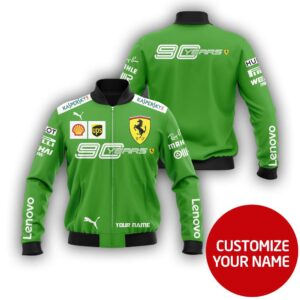 Personalized Scuderia Ferrari Lenovo 90 Years Green Custom Bomber Jacket