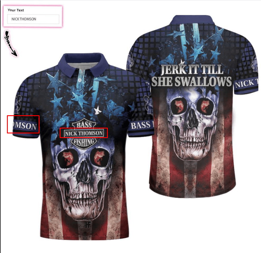 Personalized Skull Bass Fishing Polo Shirt #H Personalized Skull Bass Fishing Polo Shirt #H