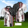 Personalized Skull Golfer American Flag Polo Shirt