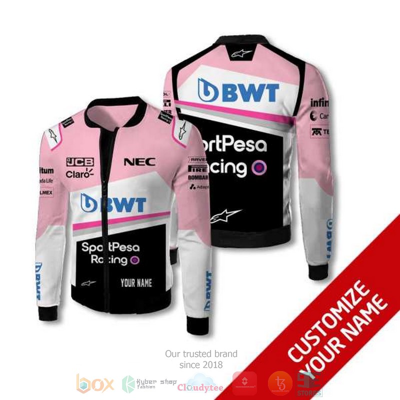 Personalized Sportpesa Racing Point Bwt Custom Bomber Jacket Personalized Sportpesa Racing Point Bwt Custom Bomber Jacket