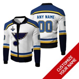 Personalized St Louis Blues Nhl White Custom Bomber Jacket