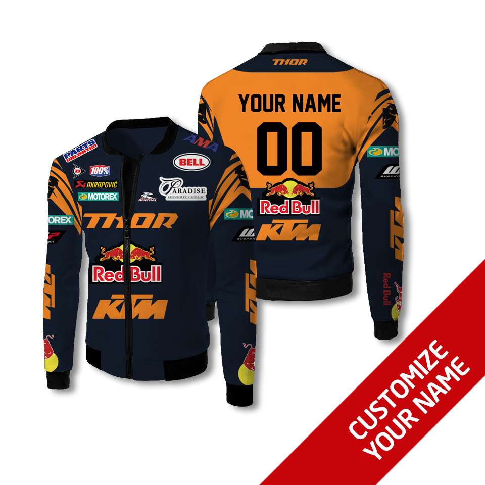 Personalized Thor Red Bull Ktm Custom Bomber Jacket Personalized Thor Red Bull Ktm Custom Bomber Jacket