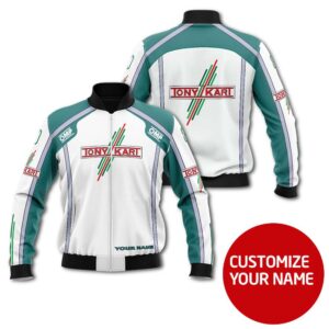 Personalized Tony Kart Racing Team White Custom Bomber Jacket