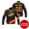 Personalized Vancouver Canucks Black Orange Nhl Custom Bomber Jacket
