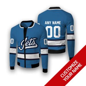 Personalized Winnipeg Jets Nhl Light Blue White Custom Bomber Jacket