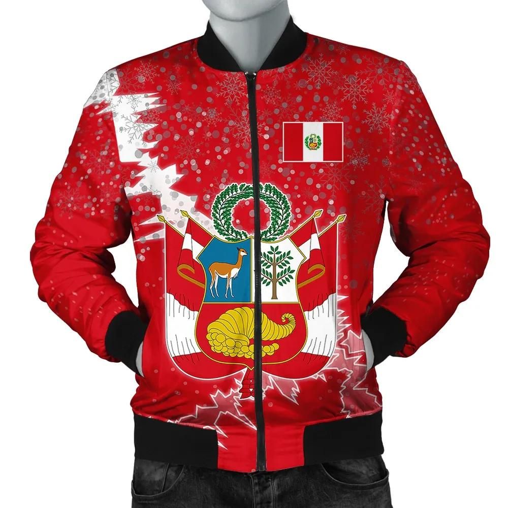 Peru Christmas Coat Of Arms Men Bomber Jacket X Style J78 Bomber Jacket Peru Christmas Coat Of Arms Men Bomber Jacket X Style J78 Bomber Jacket