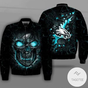 Philadelphia Eagles Lava Skull Full Print Bomber Jacket