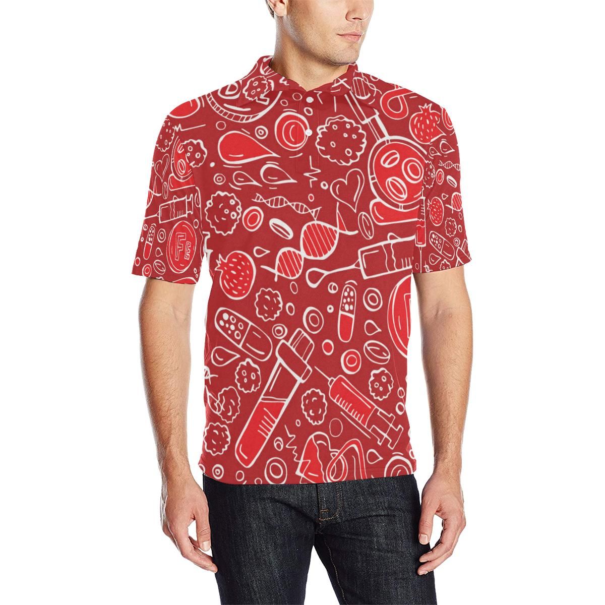 Phlebotomist Pattern Print Design A02 Men Polo Shirt Phlebotomist Pattern Print Design A02 Men Polo Shirt