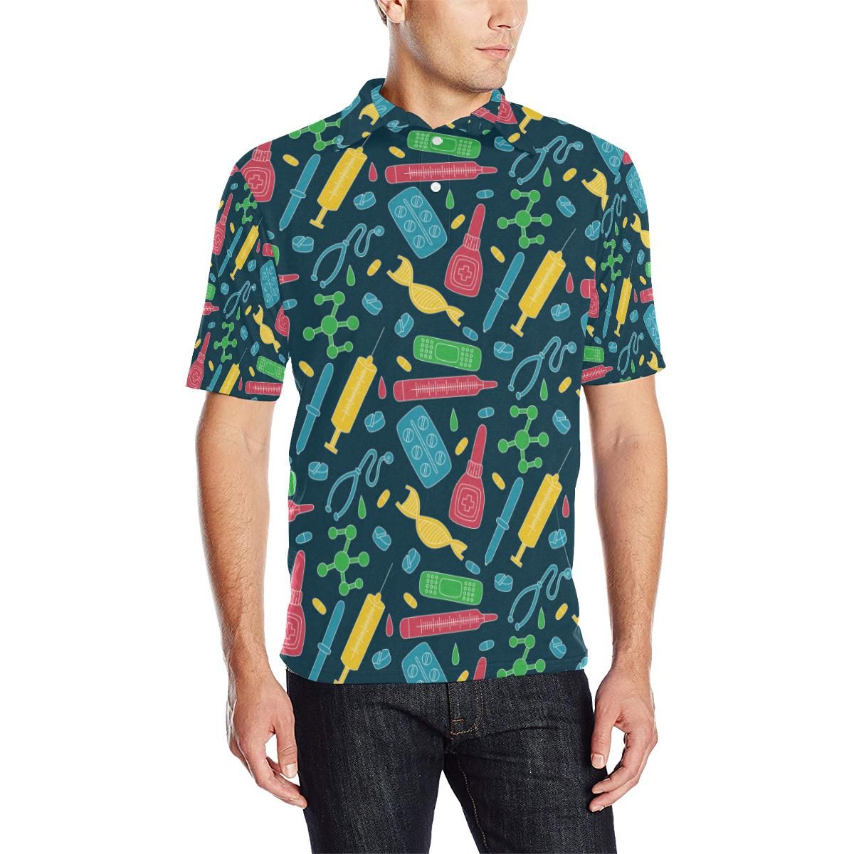 Phlebotomist Pattern Print Design A03 Men Polo Shirt Phlebotomist Pattern Print Design A03 Men Polo Shirt