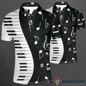 Piano Notes Music Instrumental Polo Shirt Nhd