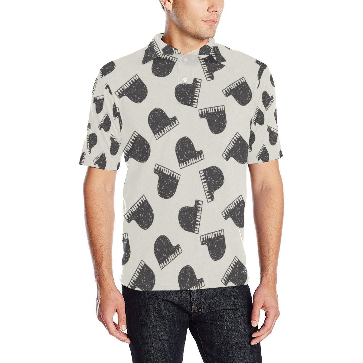 Piano Pattern Print Design 04 Men Polo Shirt Piano Pattern Print Design 04 Men Polo Shirt