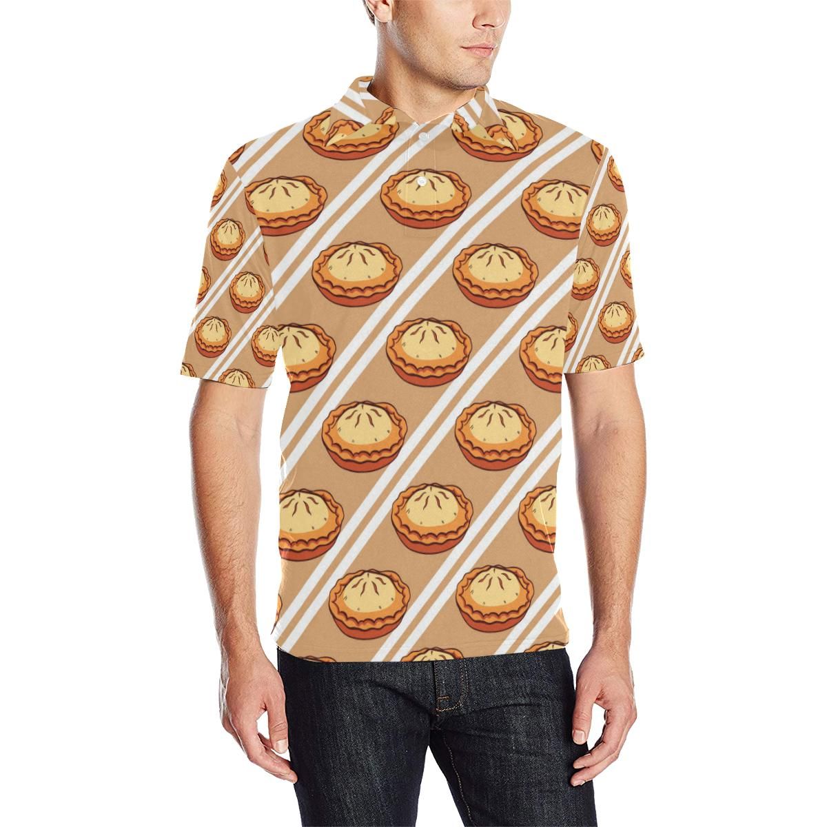 Pie Pattern Print Design A02 Men Polo Shirt Pie Pattern Print Design A02 Men Polo Shirt