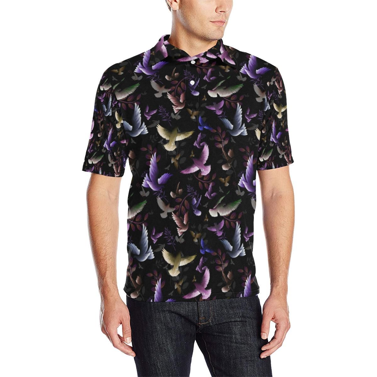 Pigeon Pattern Print Design 01 Men Polo Shirt Pigeon Pattern Print Design 01 Men Polo Shirt