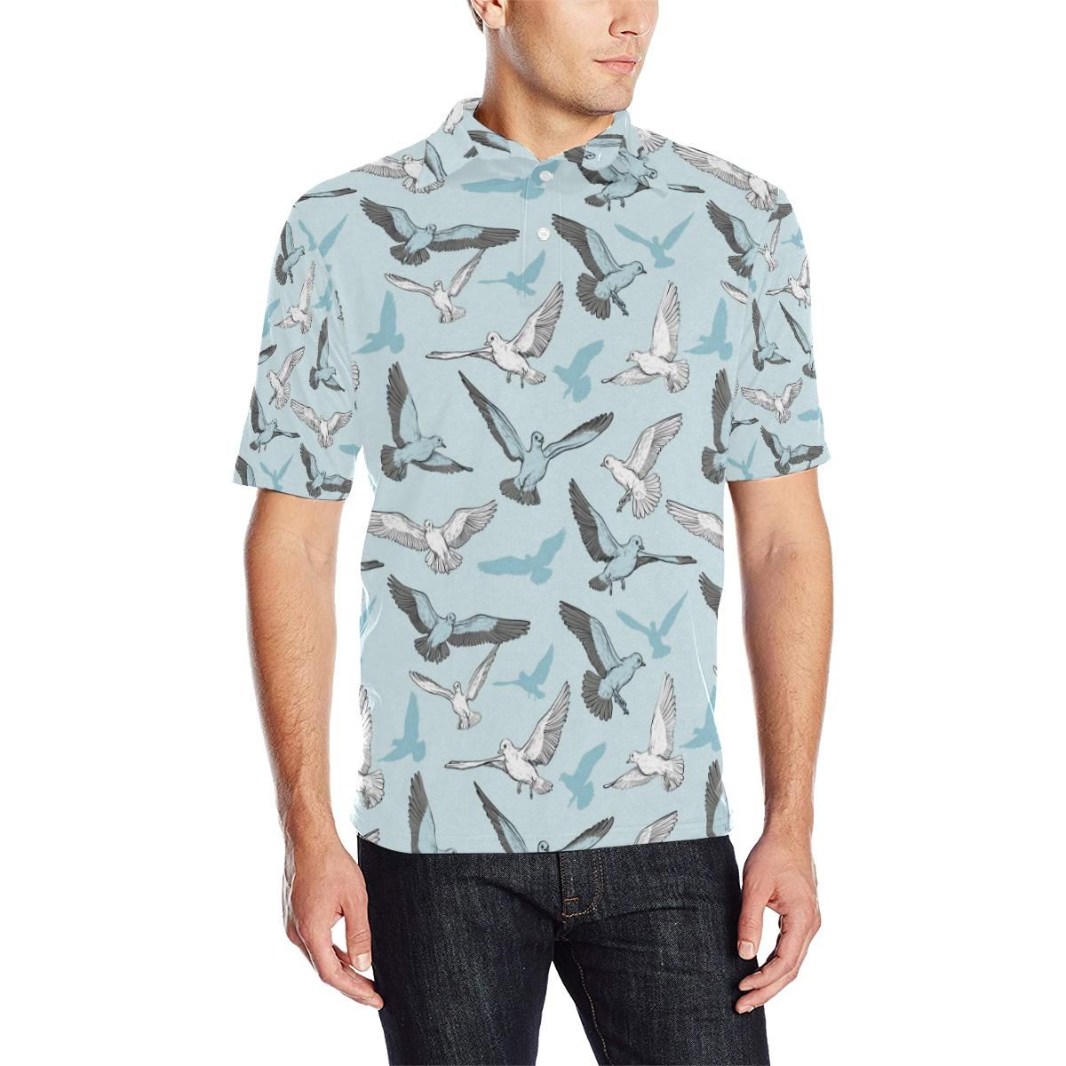 Pigeon Pattern Print Design 03 Men Polo Shirt Pigeon Pattern Print Design 03 Men Polo Shirt