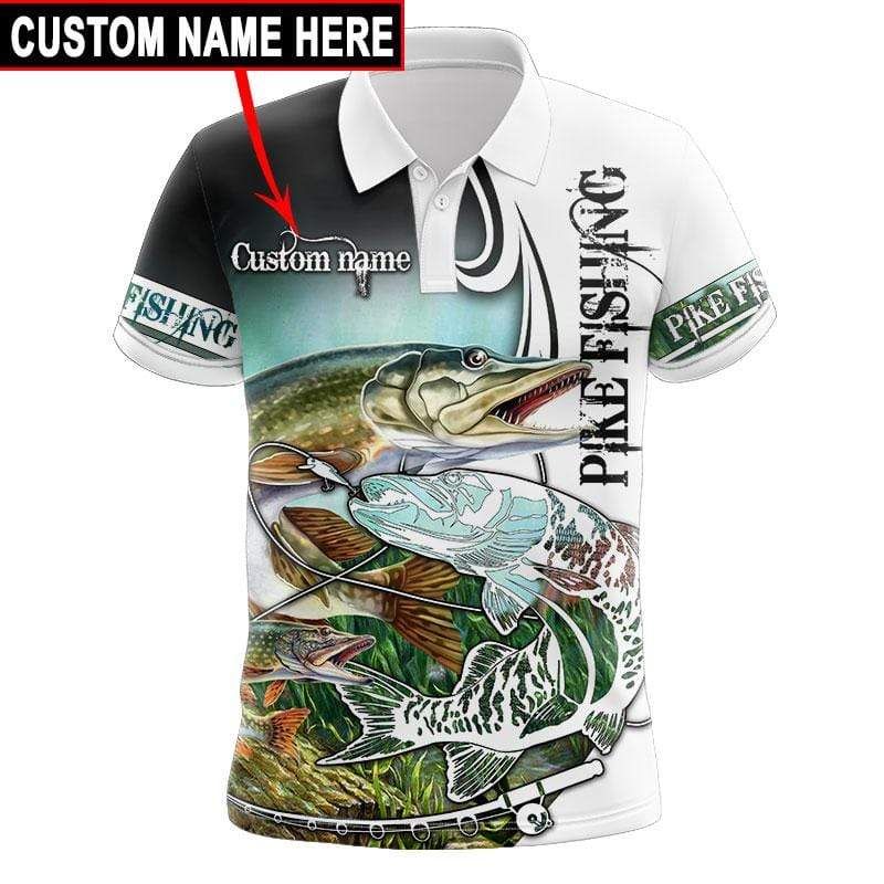 Pike Fishing Custom Name Polo Shirt #Kv Pike Fishing Custom Name Polo Shirt #Kv