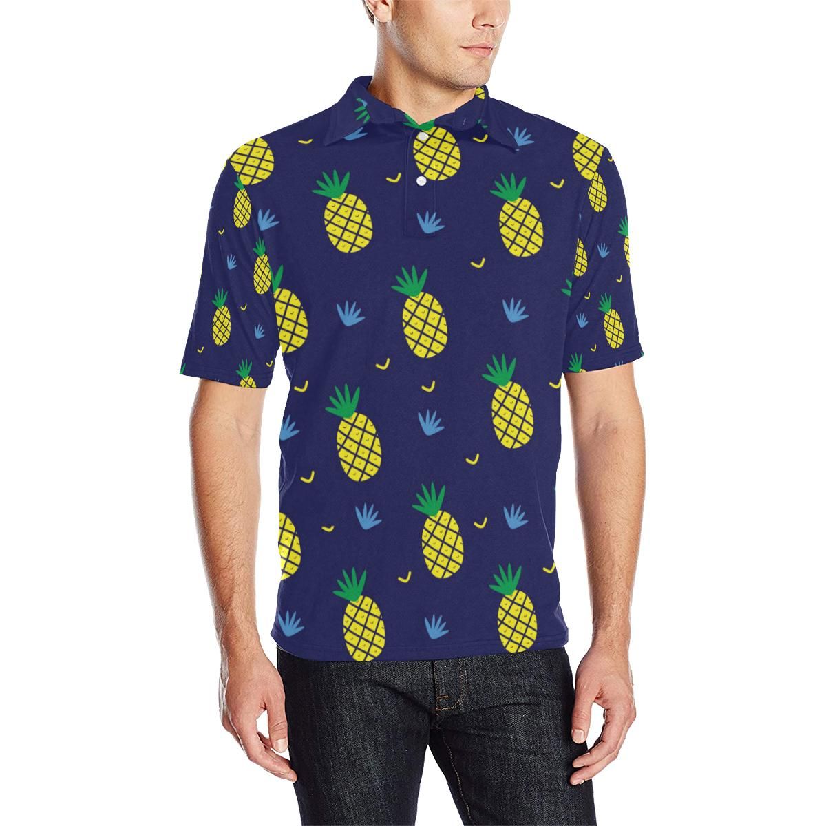 Pineapple Pattern Print Design A01 Men Polo Shirt Pineapple Pattern Print Design A01 Men Polo Shirt
