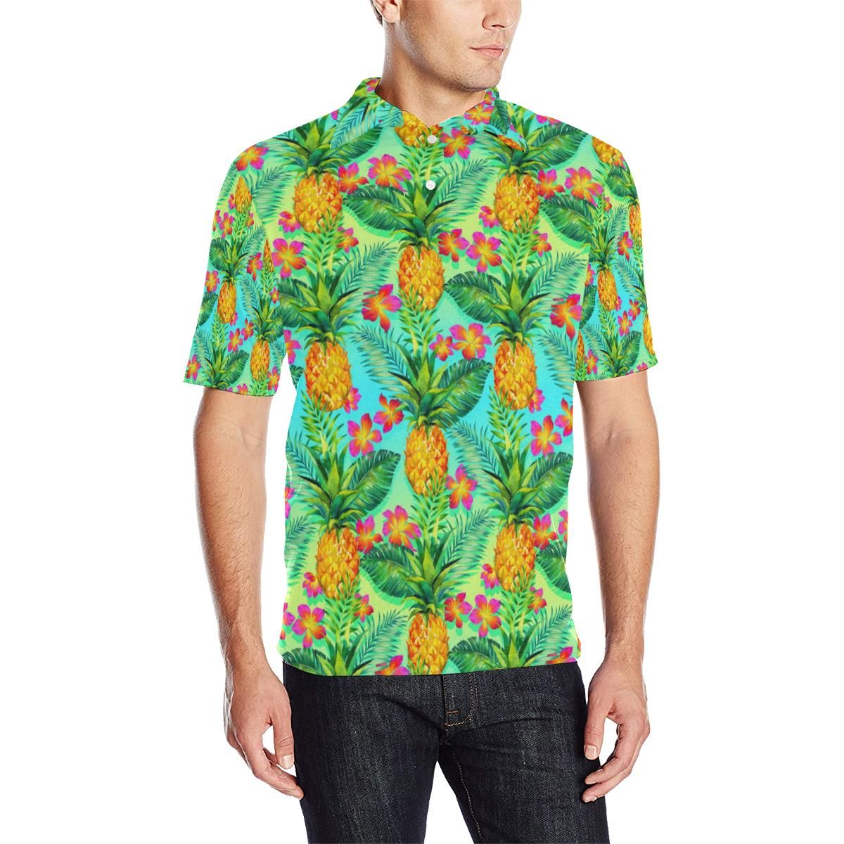 Pineapple Pattern Print Design Pp010 Men Polo Shirt Pineapple Pattern Print Design Pp010 Men Polo Shirt