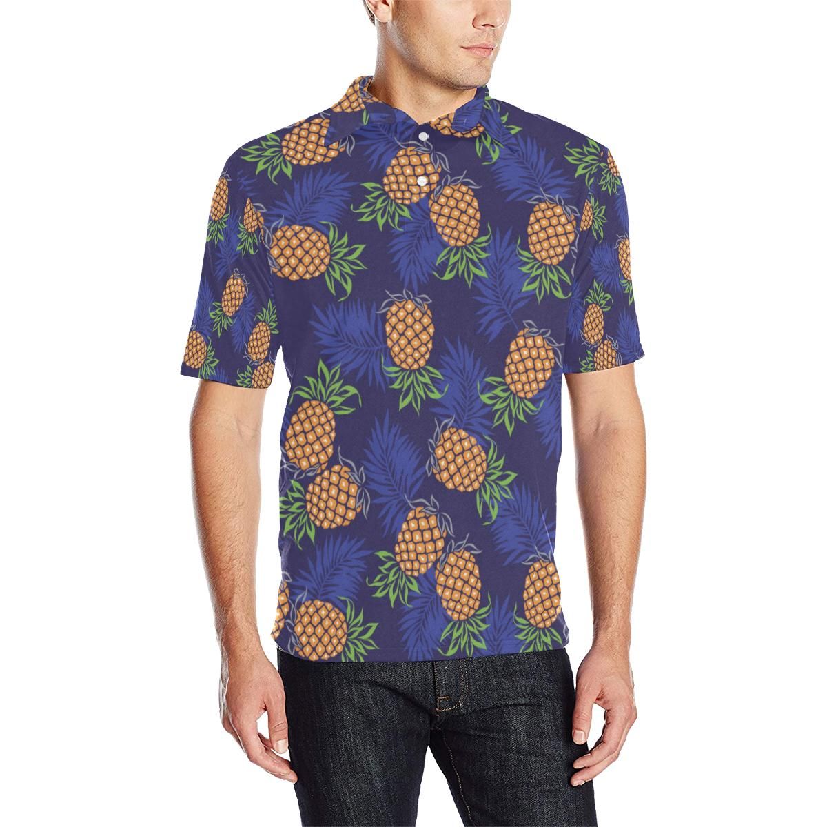 Pineapple Pattern Print Design Pp02 Men Polo Shirt Pineapple Pattern Print Design Pp02 Men Polo Shirt
