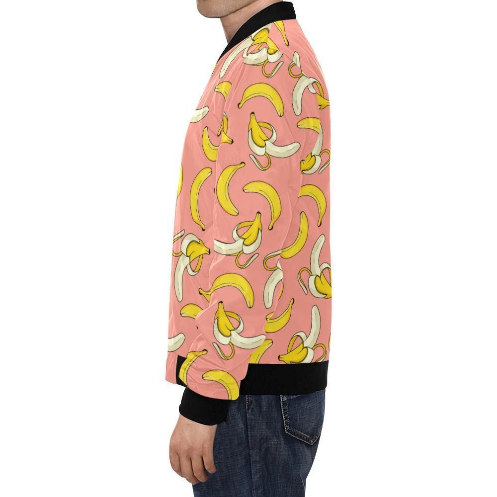 Pink-Banana-Pattern-Print-Mens-Bomber-Jacket-1