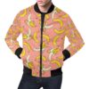 Pink Banana Pattern Print Mens Bomber Jacket