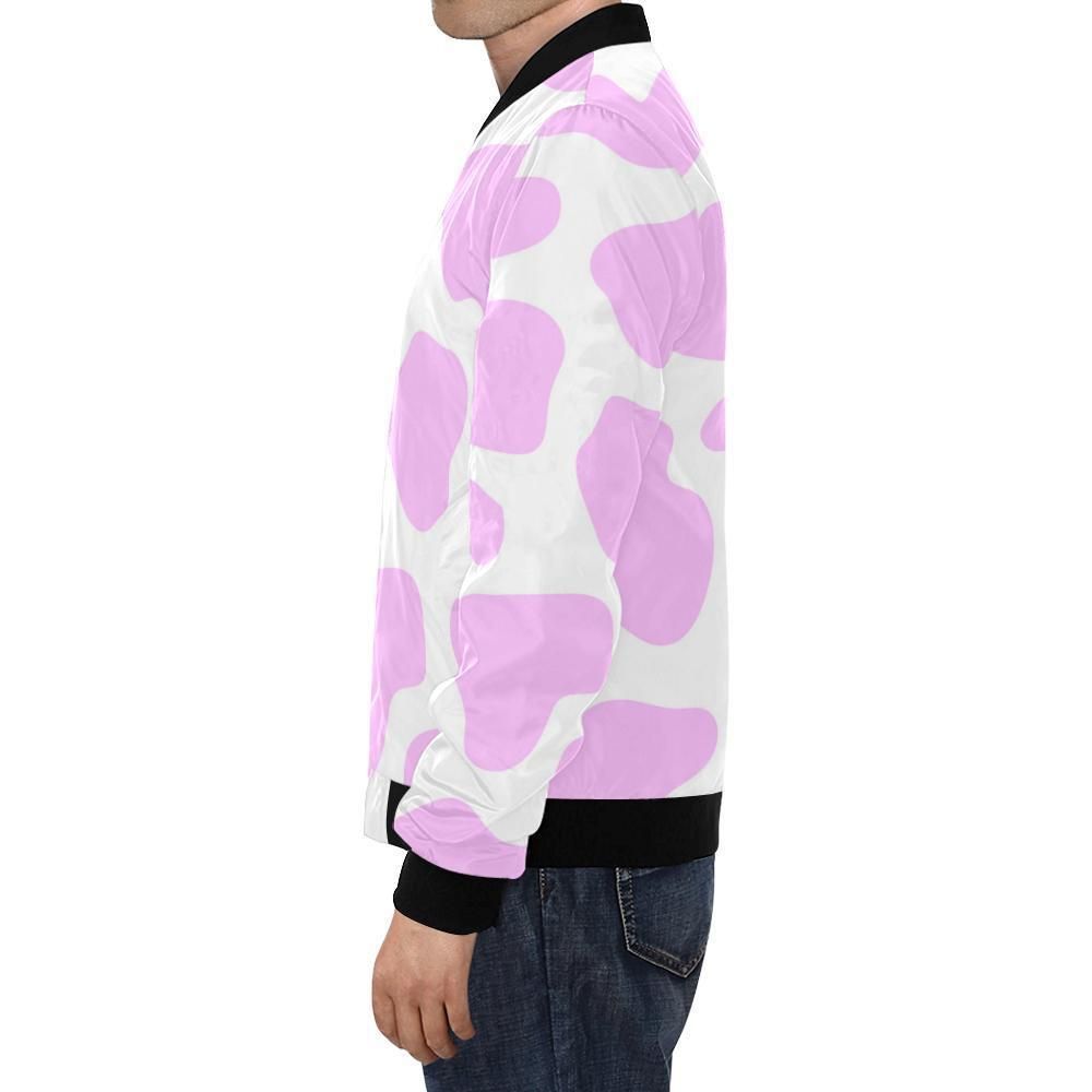 Pink-Cow-Pattern-Print-Mens-Bomber-Jacket-1