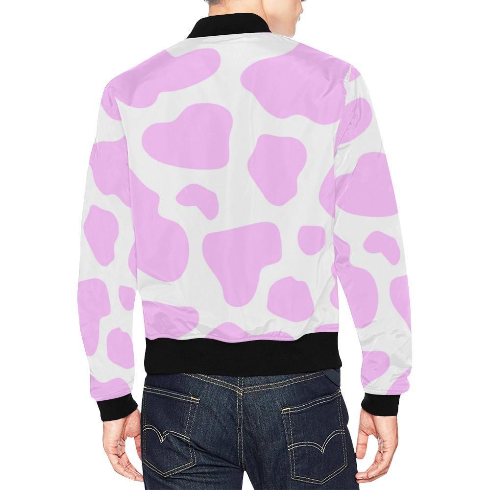 Pink-Cow-Pattern-Print-Mens-Bomber-Jacket-2