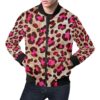 Pink Dot Cheetah Leopard Pattern Print Mens Bomber Jacket
