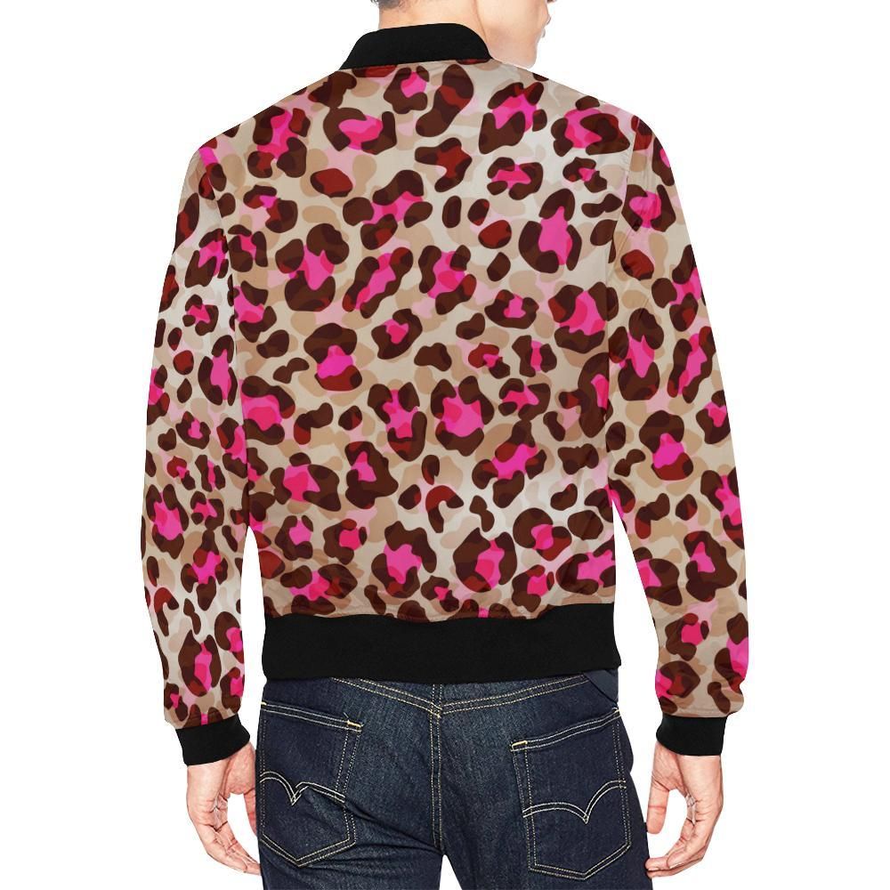 Pink-Dot-Cheetah-Leopard-Pattern-Print-Mens-Bomber-Jacket-2
