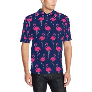 Pink Flamingo Pattern Men Polo Shirt