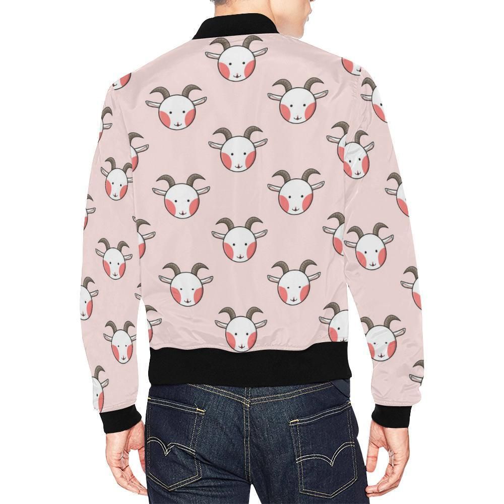 Pink-Goat-Sheep-Pattern-Print-Mens-Bomber-Jacket-2