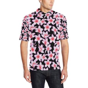 Pink Plumeria Pattern Print Design Pm09 Men Polo Shirt