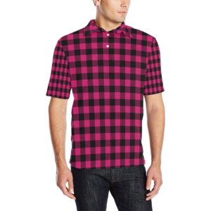 Pink Tartan Plaid Pattern Men Polo Shirt