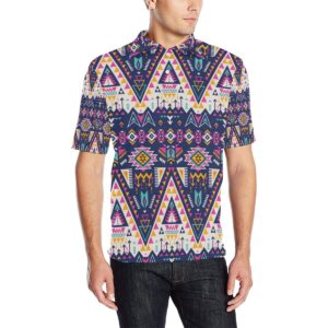 Pink Tribal Aztec Native American Men Polo Shirt