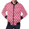 Pink White Polka dot Pattern Print Mens Bomber Jacket