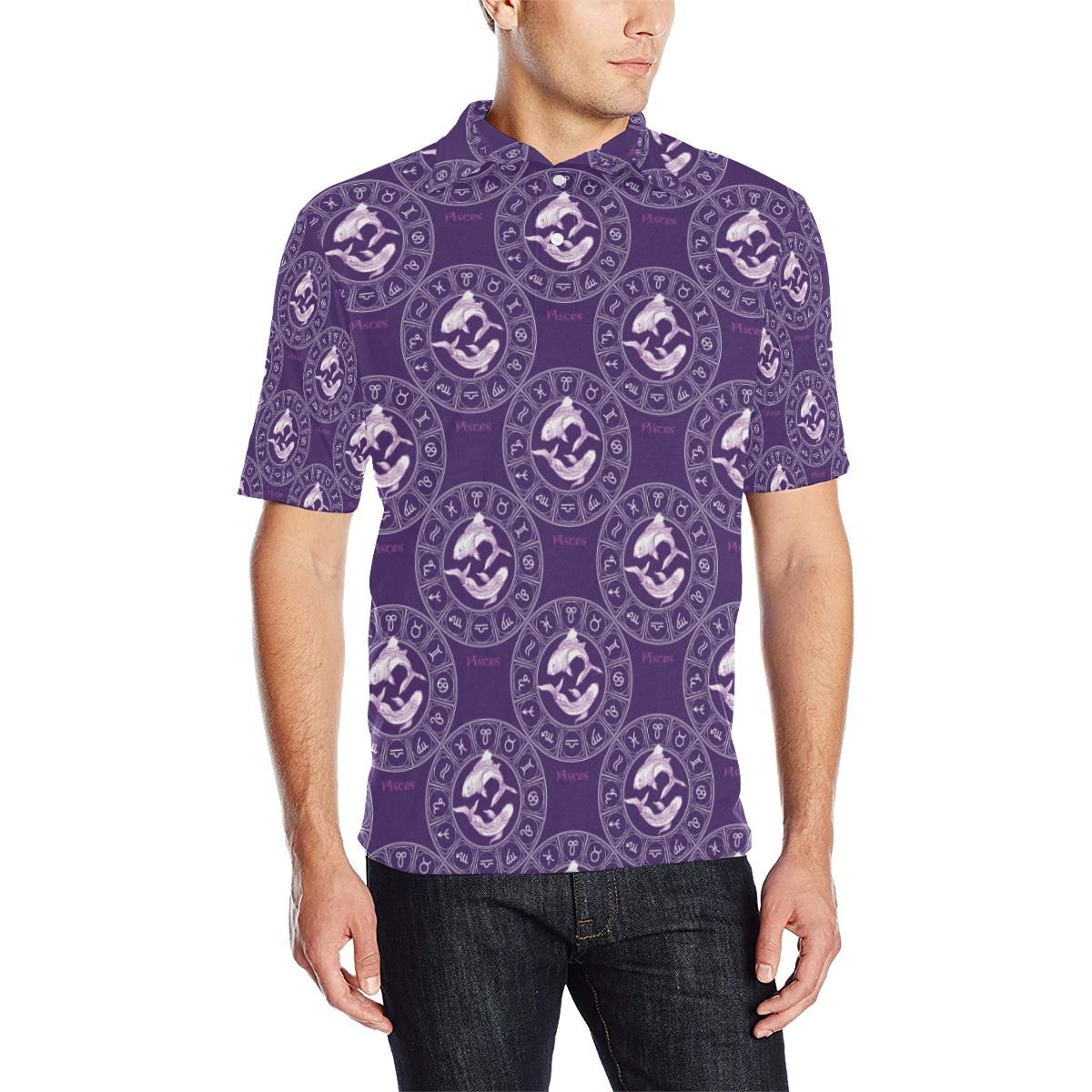 Pisces Pattern Print Design A02 Men Polo Shirt Pisces Pattern Print Design A02 Men Polo Shirt