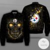 Pittsburgh Steelers Lava Skull Full Print Bomber Jacket