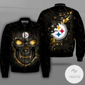 Pittsburgh Steelers Lava Skull Full Print Bomber Jacket