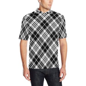 Plaid Black White Pattern Print Design A02 Men Polo Shirt