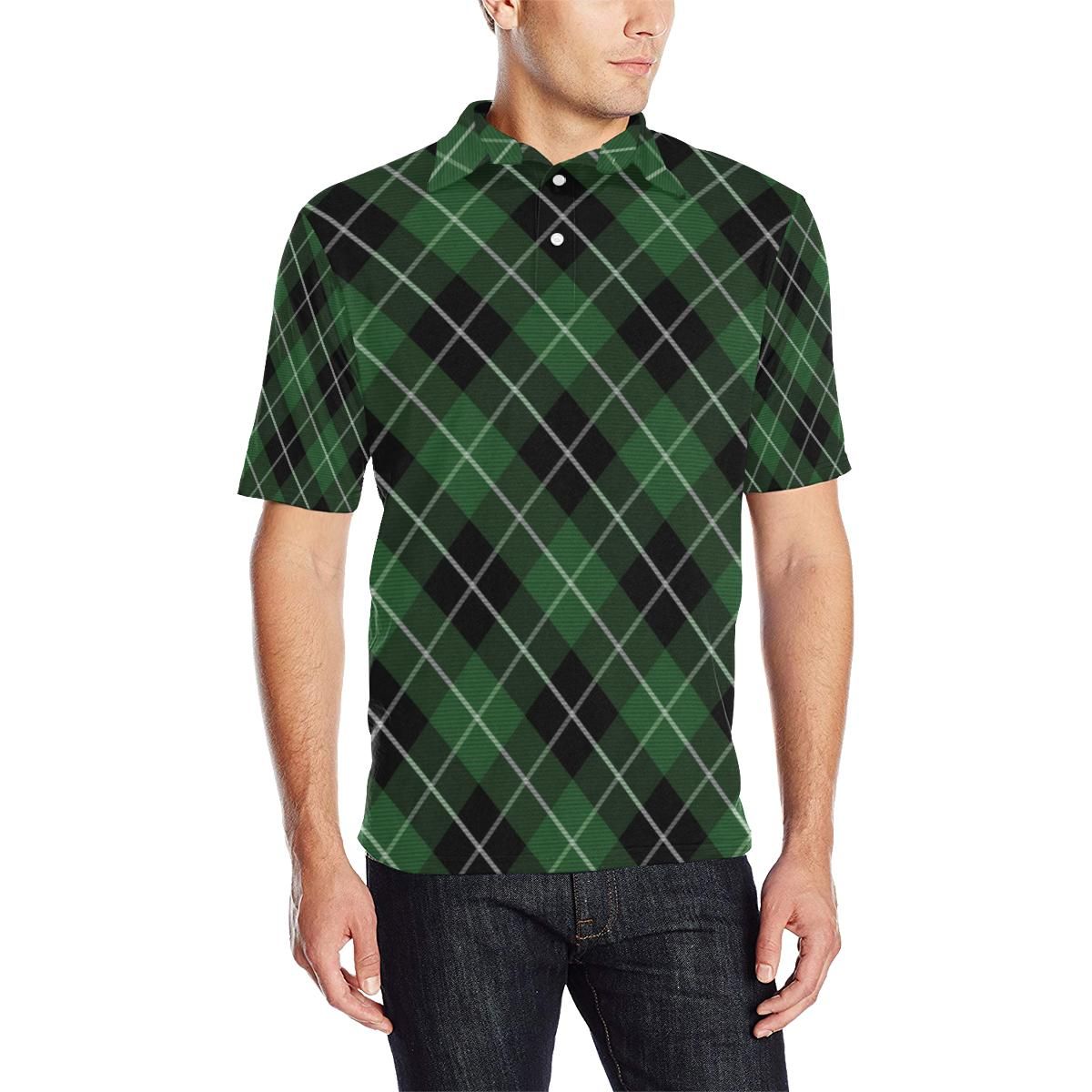 Plaid Green Pattern Print Design A05 Men Polo Shirt Plaid Green Pattern Print Design A05 Men Polo Shirt