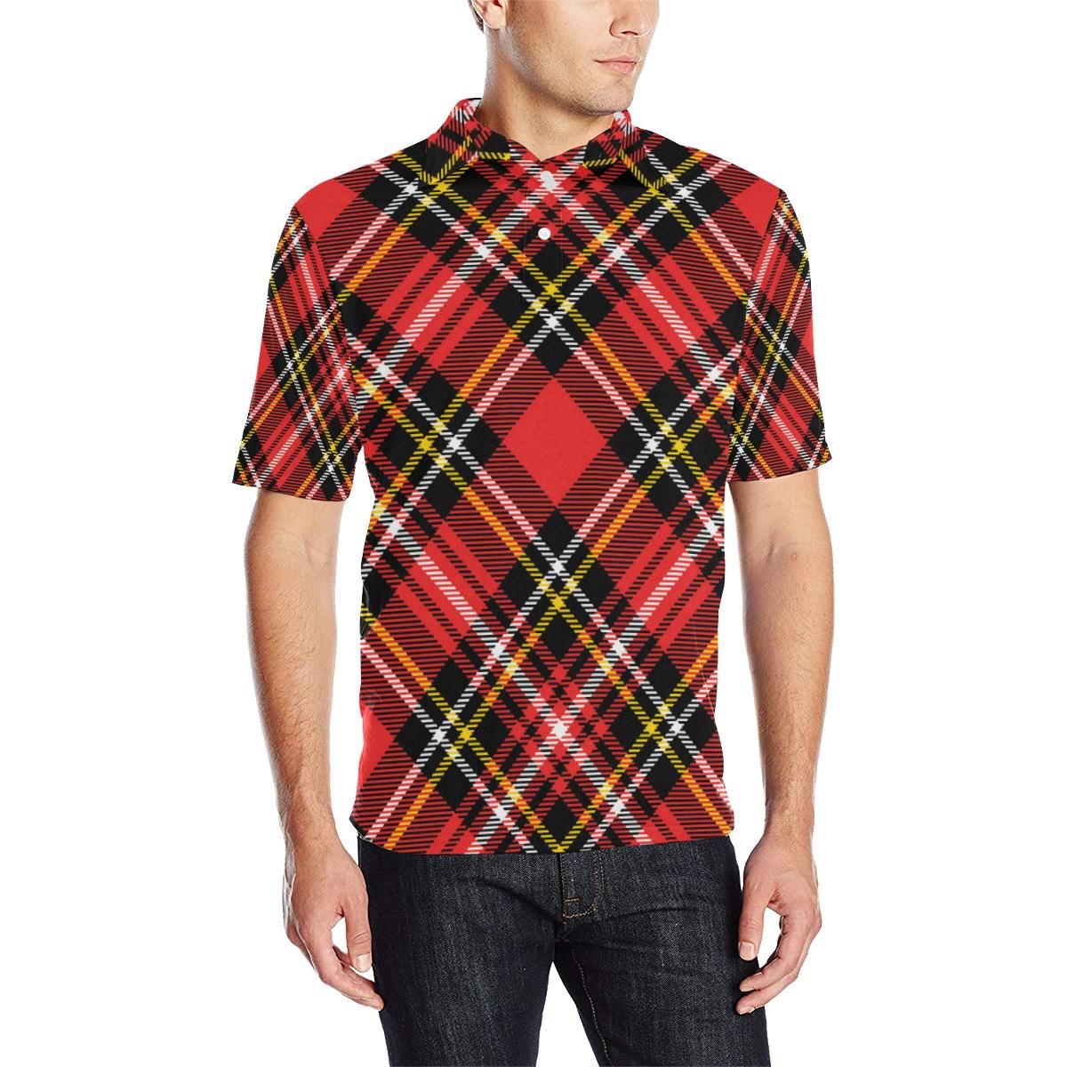 Plaid Red Pattern Print Design A03 Men Polo Shirt Plaid Red Pattern Print Design A03 Men Polo Shirt