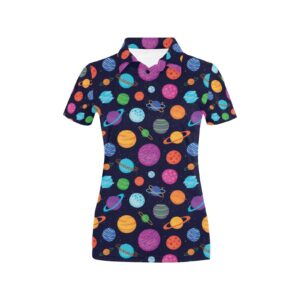 Planet Multicolor Print Design Lks302 Women'S Polo Shirt